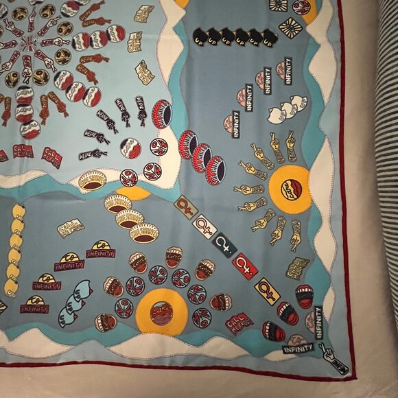 Chloé Silk Scarf - Blues - Authentic - Picture 14 of 17